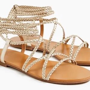 J. Crew Braided Sandals in Cream and Tan
